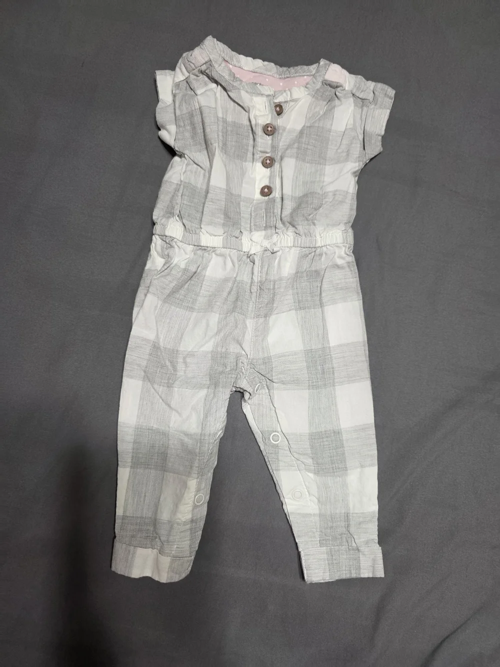 Carter's Gray and White Plaid Baby Jumpsuit
